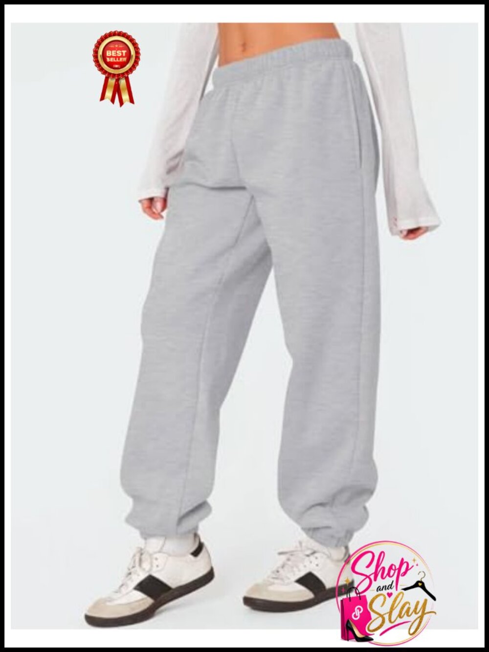 Fleece Lined Cotton High Waisted Baggy Jogger Sweatpants Women
